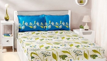 Solimo Lily Bloom 144 TC 100% Cotton Double Bedsheet