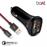 Boat Dual Port Rapid Car Charger (Qualcomm Certified) with Quick Charge 3.0 + Free Micro USB Cable